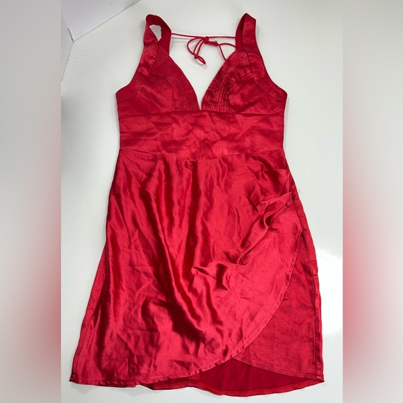 Selfie Leslie Come What May Pintuck Pleat Gathered Side Mini Dress Red NEW L/XL - Picture 2 of 16
